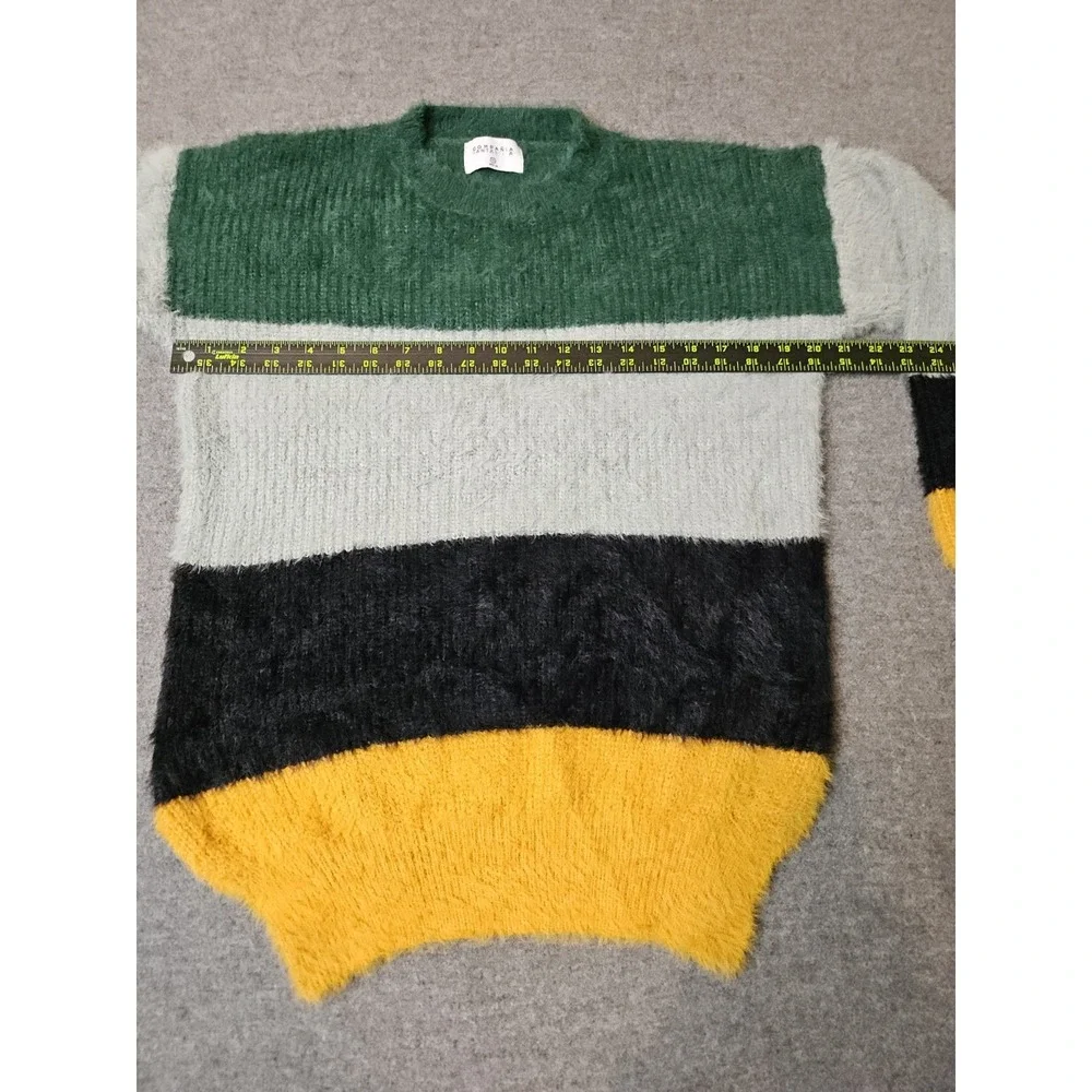 Compania Fantastica Stripe Print Textured Fuzzy‎ Knit Sweater Womens Medium
